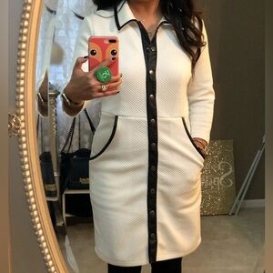 Slate & Willow | Faux Leather Trim Shirtdress